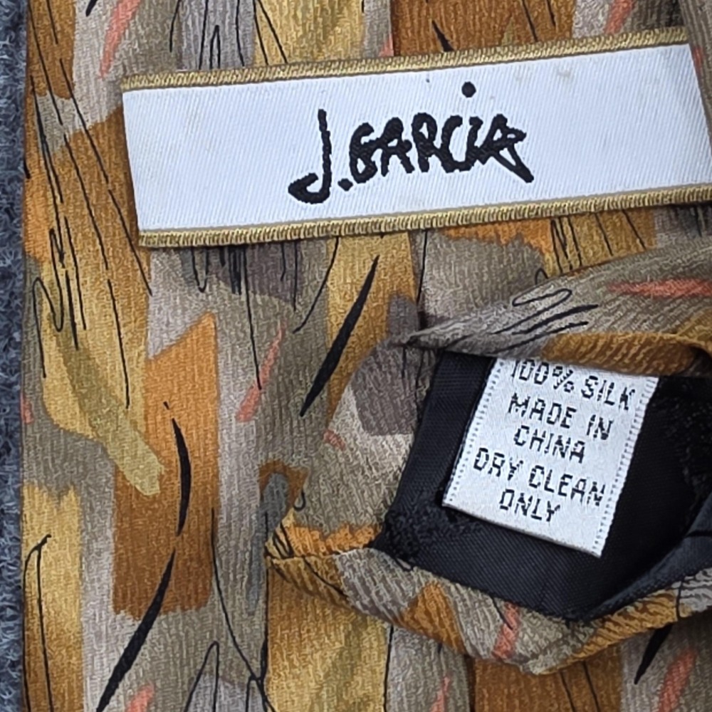 J Garcia Tie Mens One Size Gold Silk Abstract Geometric Print Necktie Jerry - Picture 6 of 8